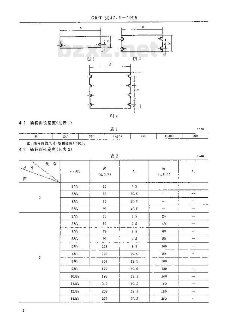 GB/T 3047.1-1995 高度进制为20mm的面板、架和柜的基本尺寸系列