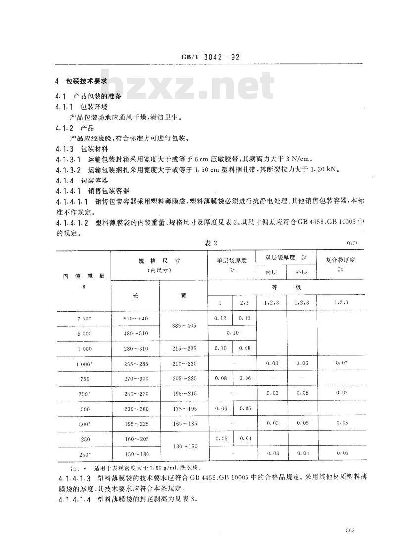 GB/T 3042-1992 洗衣粉包装