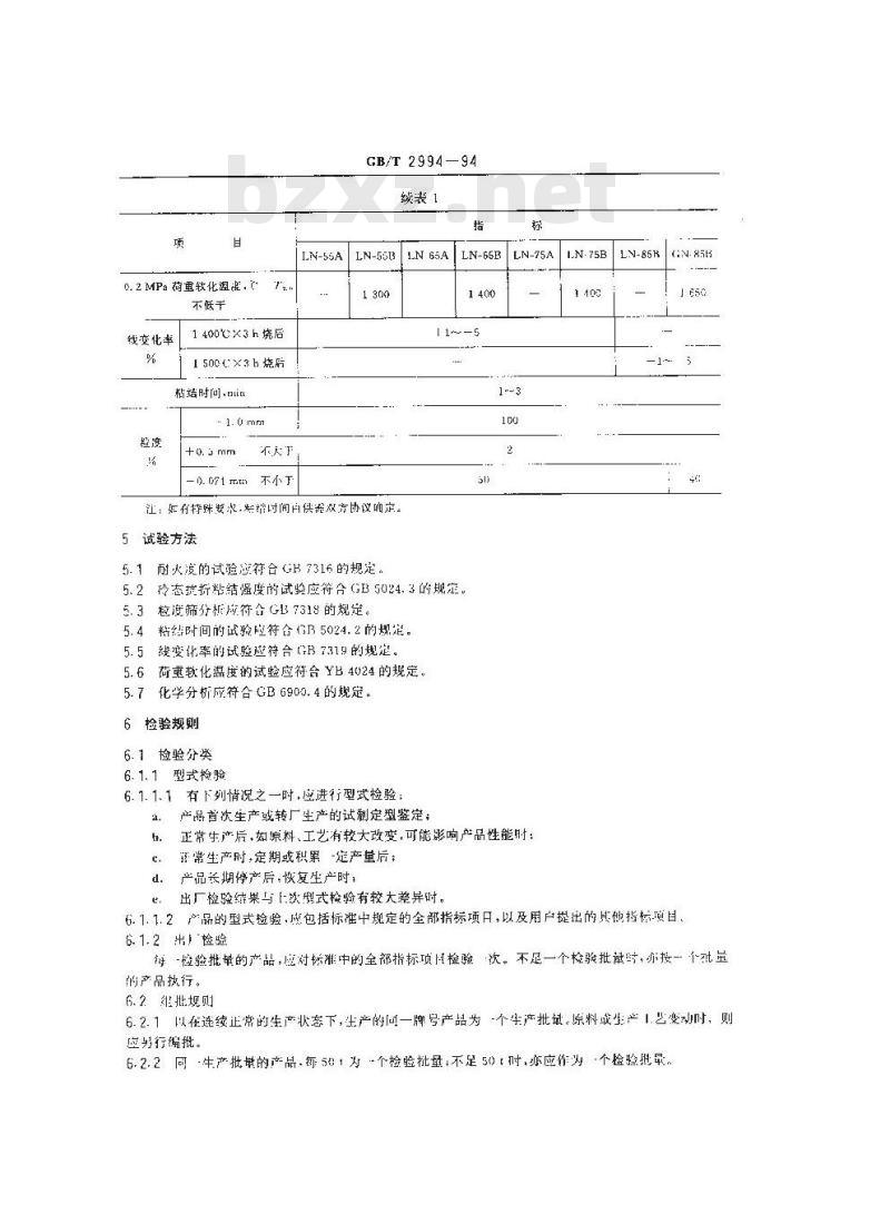 GB/T 2994-1994 高铝质耐火泥浆