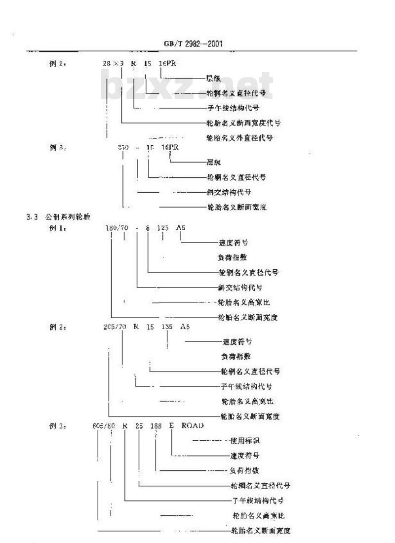 GB/T 2982-2001 工业车辆充气轮胎规格、尺寸、气压与负荷