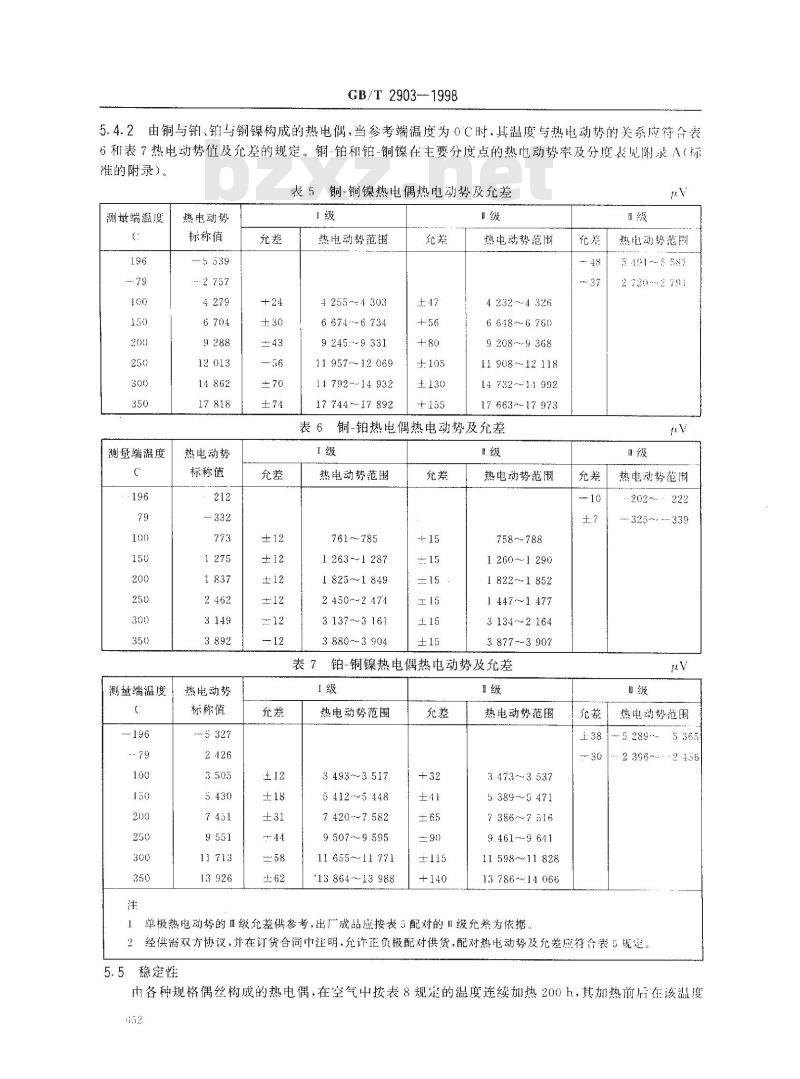 GB/T 2903-1998 铜-铜镍(康铜)热电偶丝