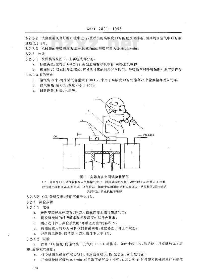 GB/T 2891-1995 过滤式防毒面具面罩性能试验方法