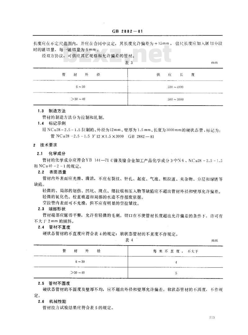 GB/T 2882-1981 镍及镍铜合金管
