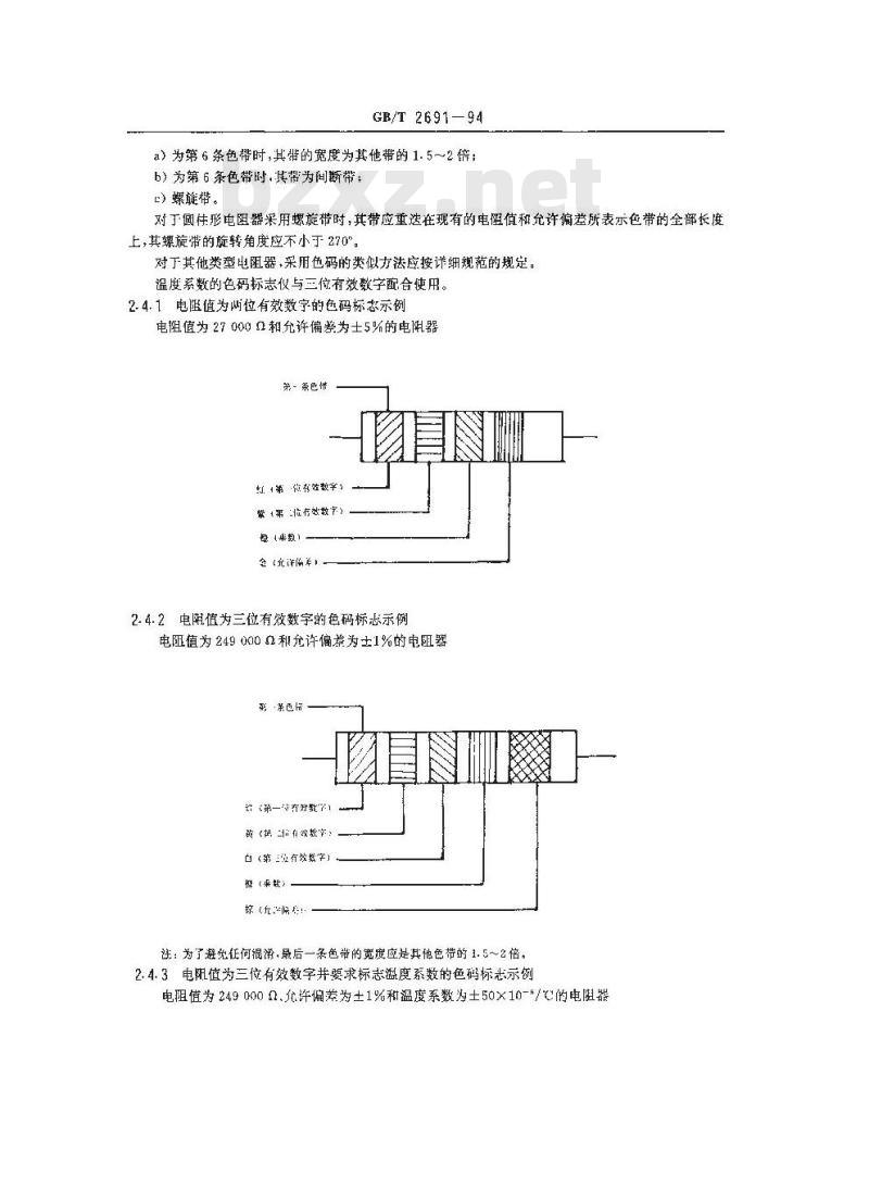 GB/T 2691-1994 电阻器和电容器的标志代码