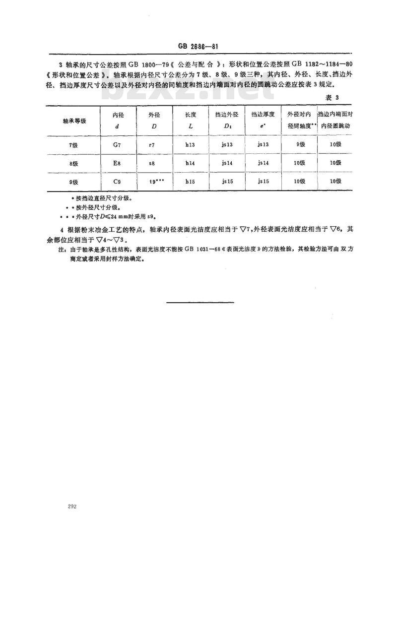 GB/T 2686-1981 滑动轴承 粉末冶金带挡边筒形轴承型式,尺寸与公差