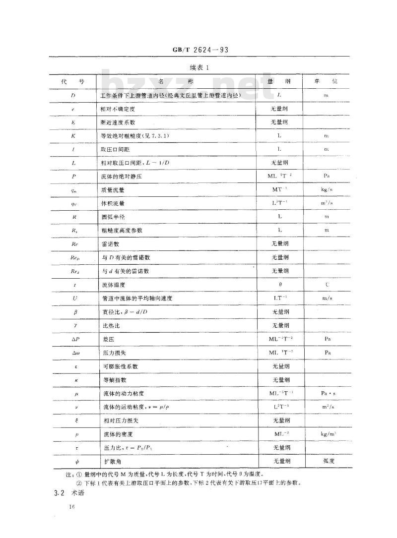 GB/T 2624-1993 流量测量节流装置用孔板、喷嘴和文丘里管测量充满圆管的流体流量