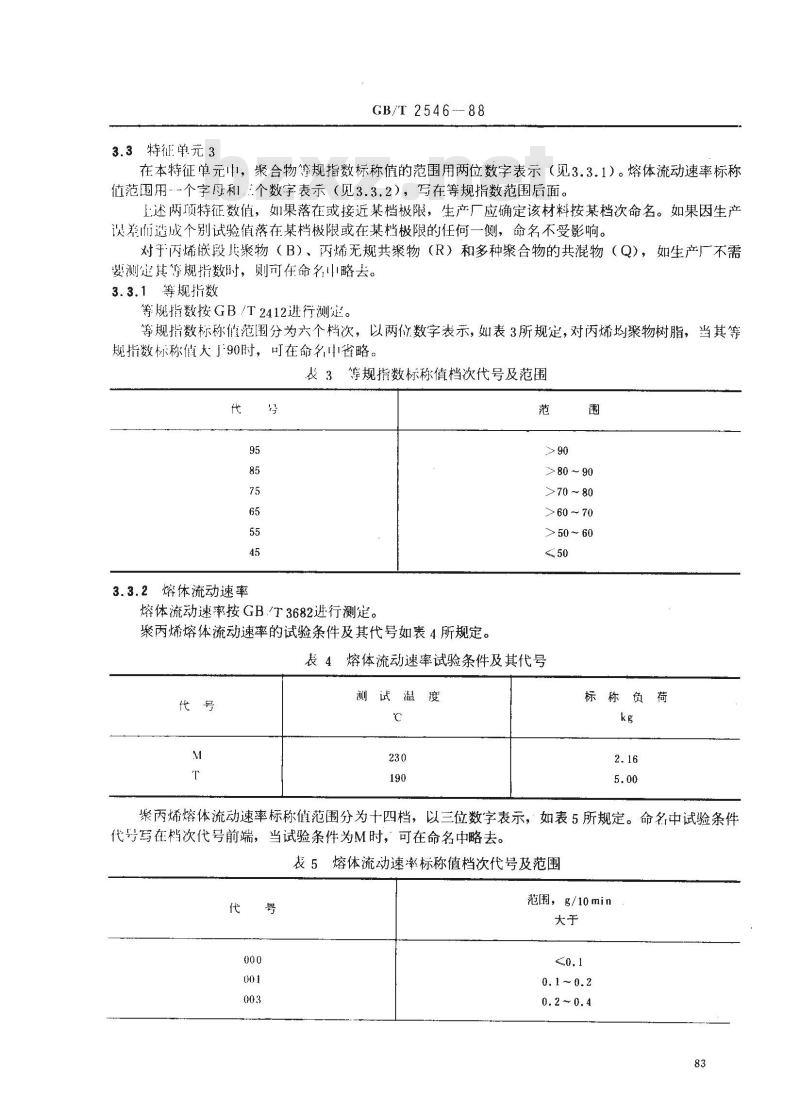 GB/T 2546-1988 聚丙烯和丙烯共聚物材料命名