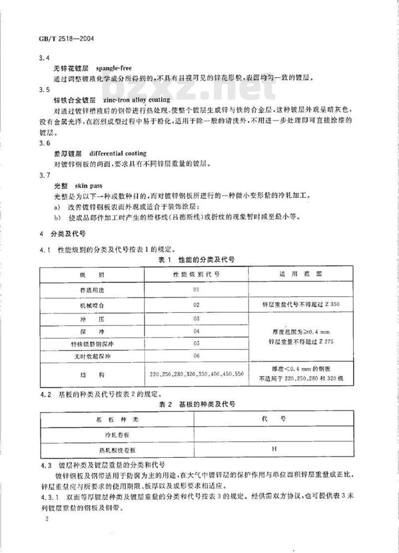GB/T 2518-2004 连续热镀锌钢板及钢带