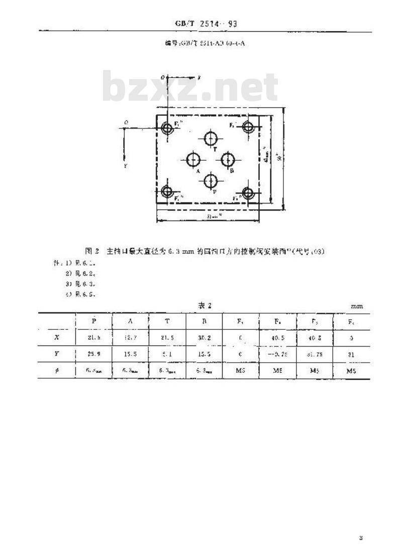 GB/T 2514-1993 四油口板式液压方向控制阀安装面