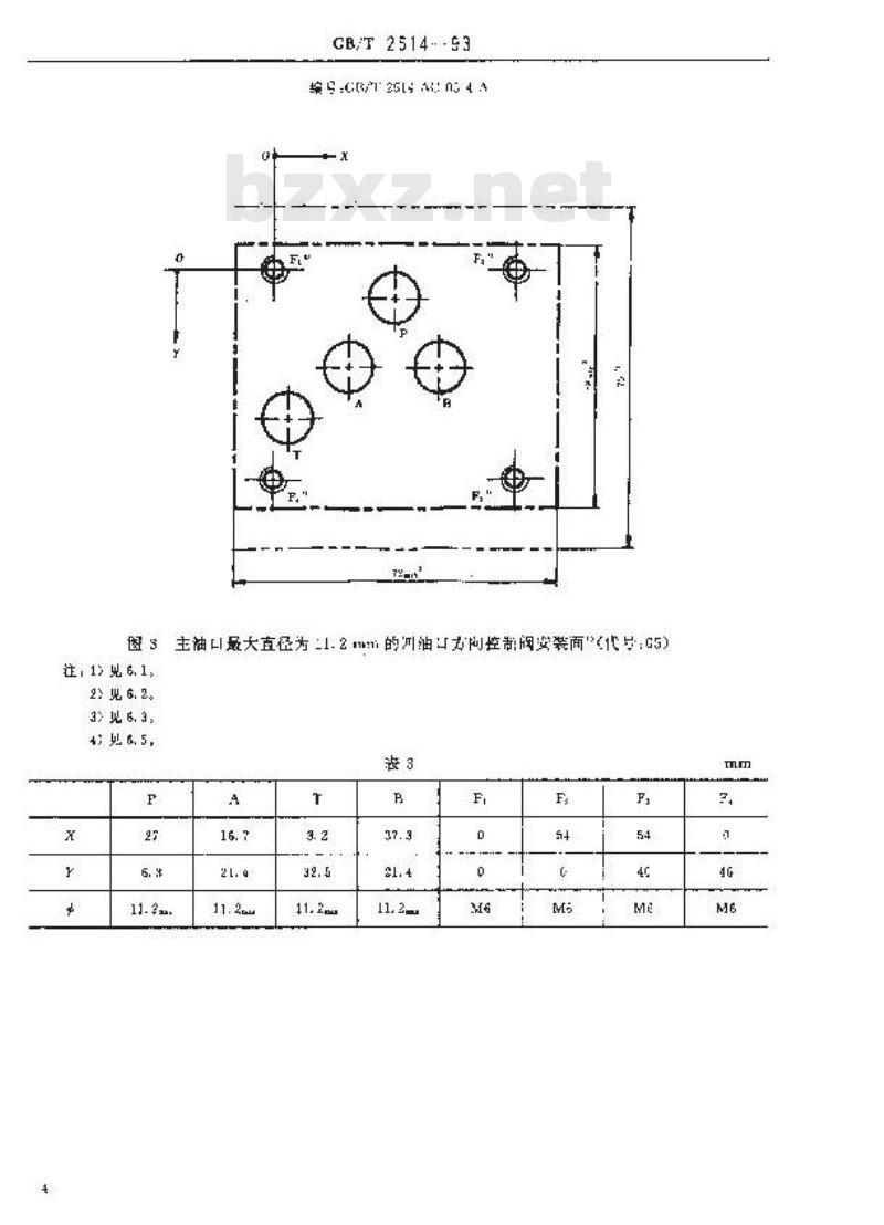 GB/T 2514-1993 四油口板式液压方向控制阀安装面