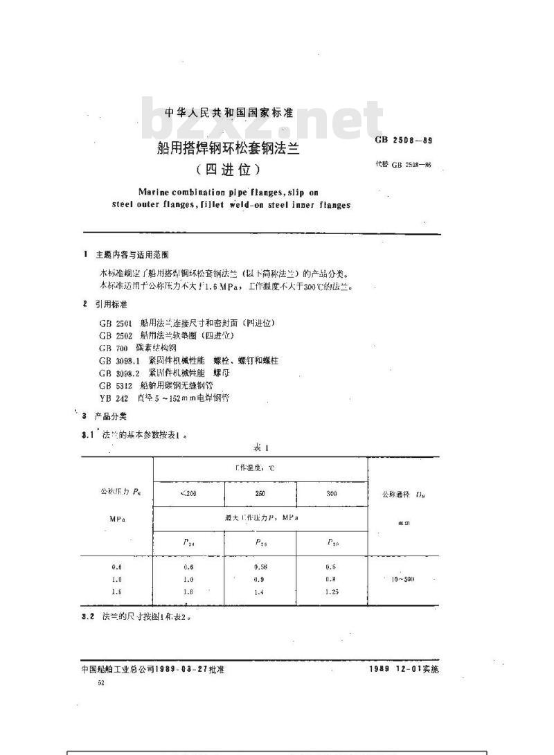 GB 2508-1989 船用搭焊钢松套钢法兰(四进位)