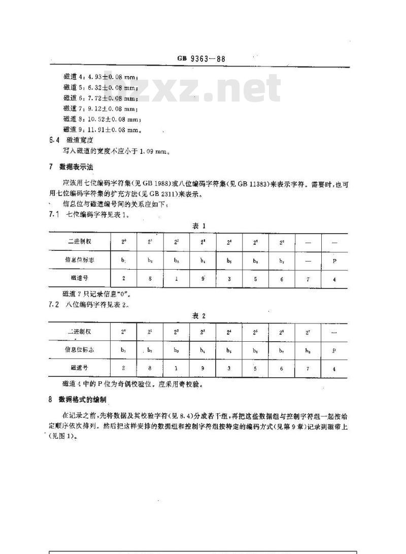 GB/T 9363-1988 信息处理 信息交换用9磁道、12.7mm(0.5in)磁带成组编码方式246cpmm(6250cpi)的格式及记录