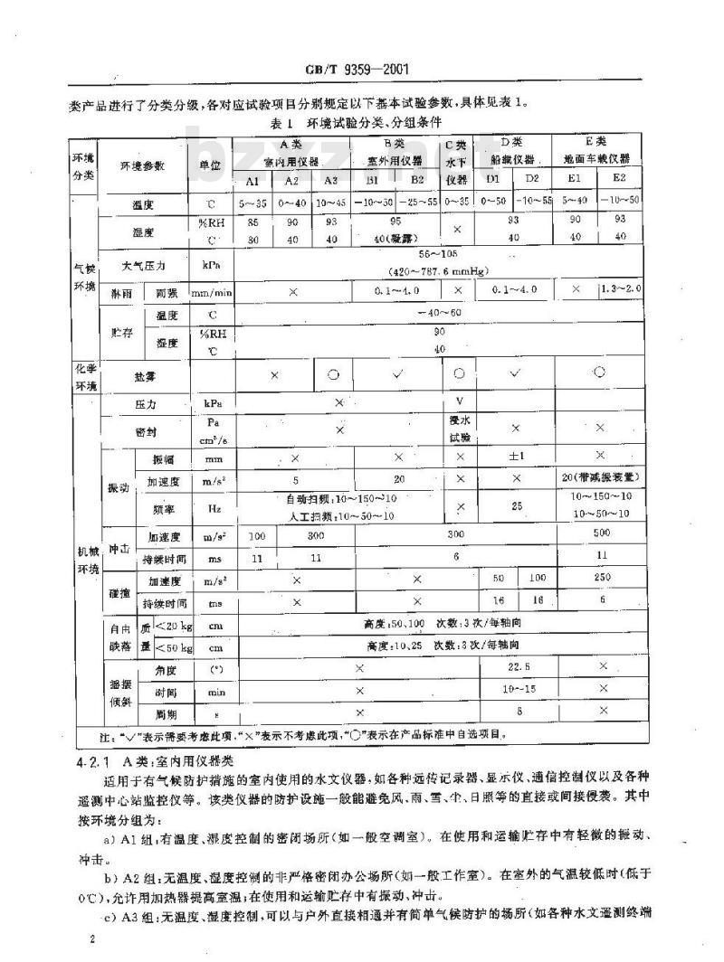 GB/T 9359-2001 水文仪器基本环境试验条件及方法