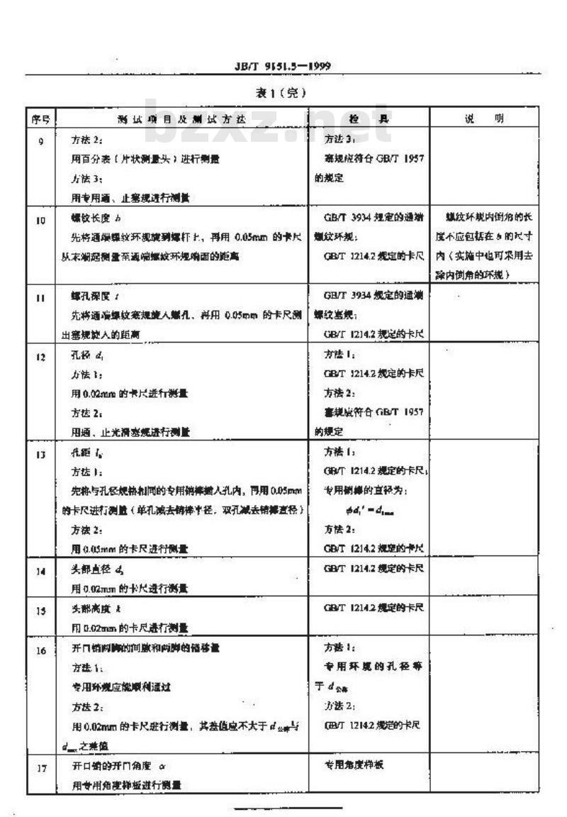 JB/T 9151.5-1999 紧固件测试方法 尺寸与几何精度 销