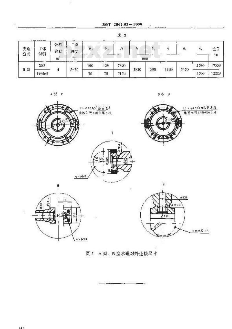 JB/T 2001.52-1999 水系统 泵站用柱形蓄势器水罐(PN=20MPa)