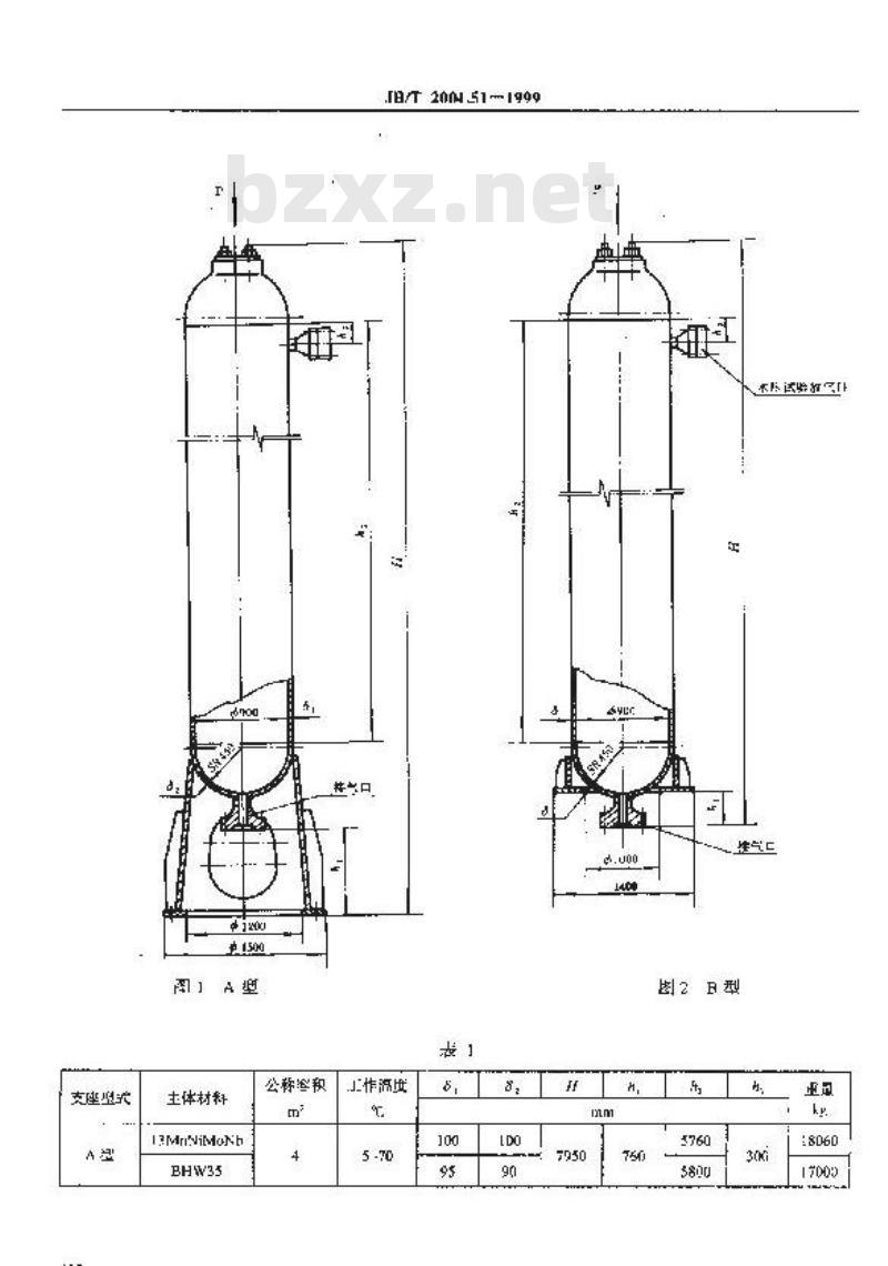 JB/T 2001.51-1999 水系统 泵站用柱形蓄势器气罐(PN=31.5MPa)