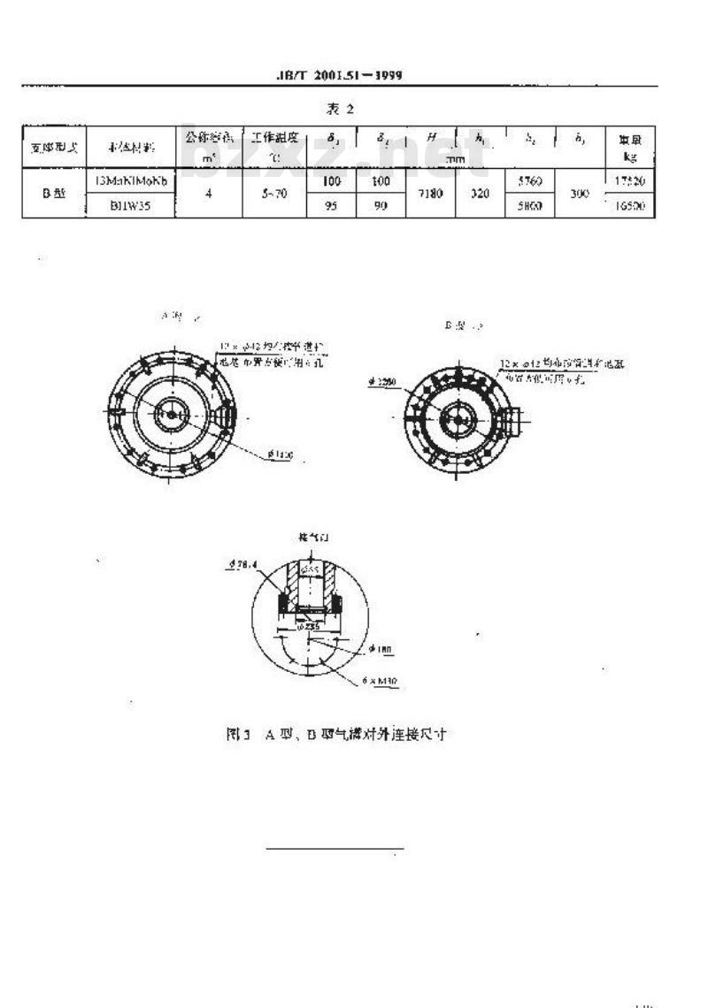 JB/T 2001.51-1999 水系统 泵站用柱形蓄势器气罐(PN=31.5MPa)