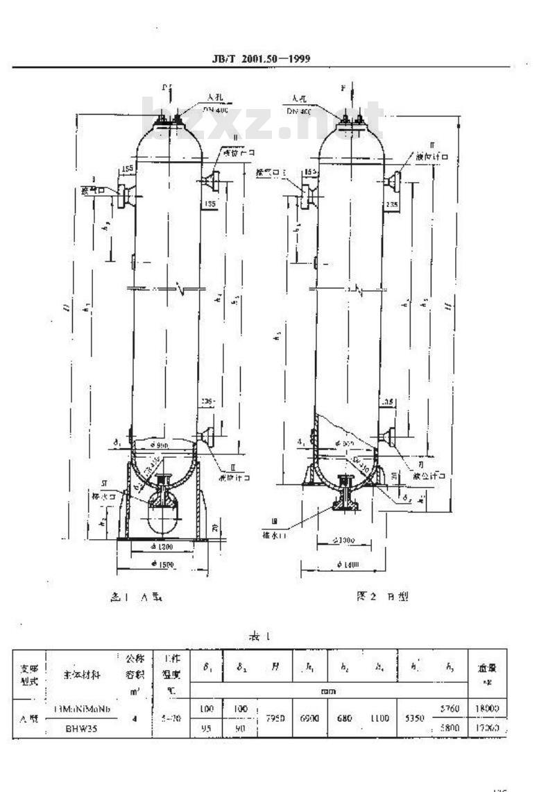 JB/T 2001.50-1999 水系统 泵站用柱形蓄势器水罐(PN=31.5MPa)