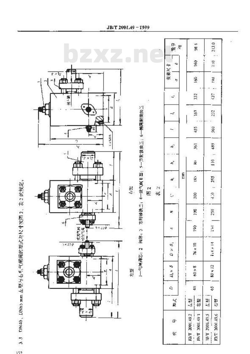 JB/T 2001.49-1999 水系统 泵站用气闸阀(PN=20MPa)