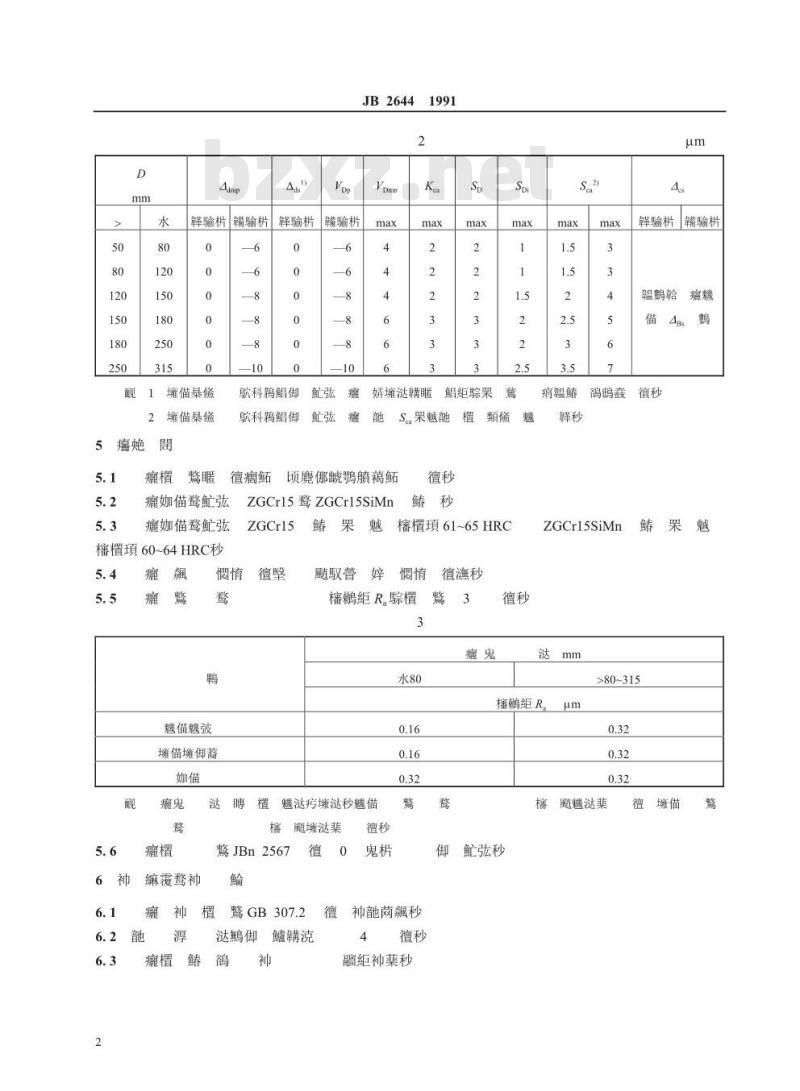 JB/T 2644-1991 滚动轴承 座标镗床主轴B级圆锥滚子轴承 技术条件