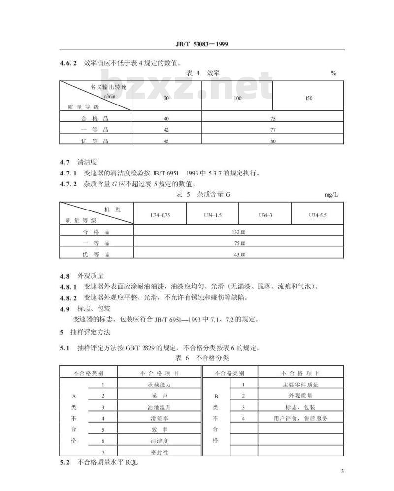 JB/T 53083-1999 三相并列连杆脉动无级变速器 产品质量分等