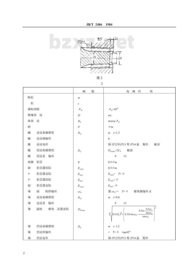 JB/T 2486-1984 圆锥直齿渐开线花键