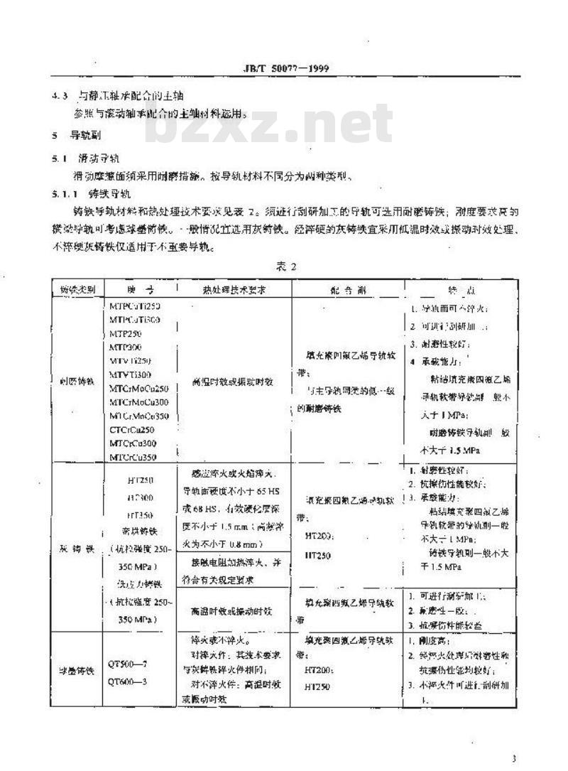 JB/T 50077-1999 机床八类零件选材及热处理