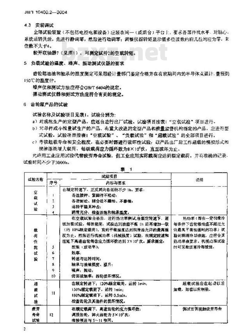 JB/T 10400.2-2004 离网型风力发电机组用齿轮箱 第2部分：试验方法