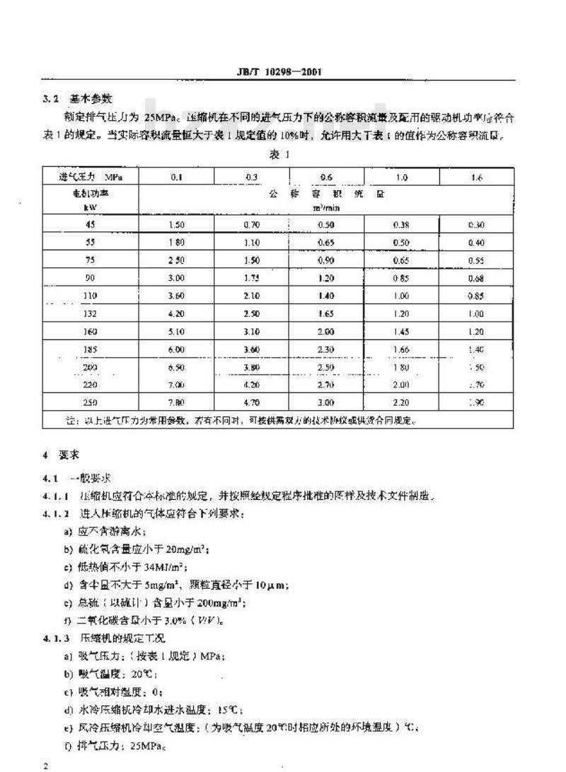 JB/T 10298-2001 汽车加气站用天然气压缩机
