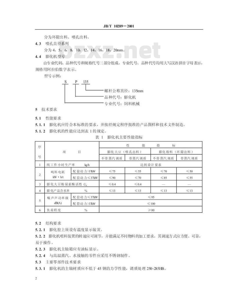 JB/T 10289-2001 饲料膨化机
