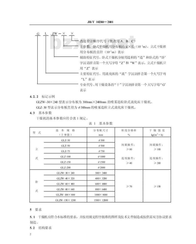 JB/T 10280-2001 喷雾造粒流化床干燥机