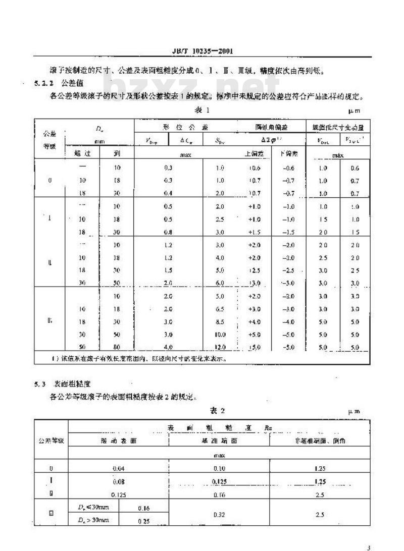 JB/T 10235-2001 滚动轴承 圆锥滚子技术条件