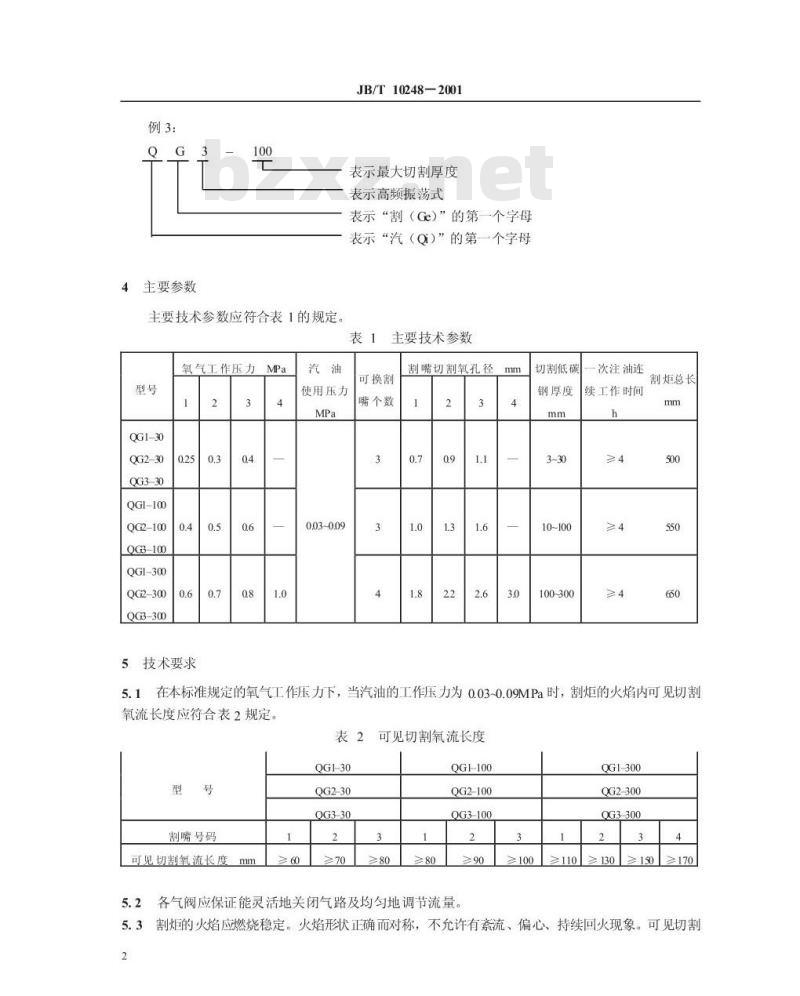 JB/T 10248-2001 汽油切割机
