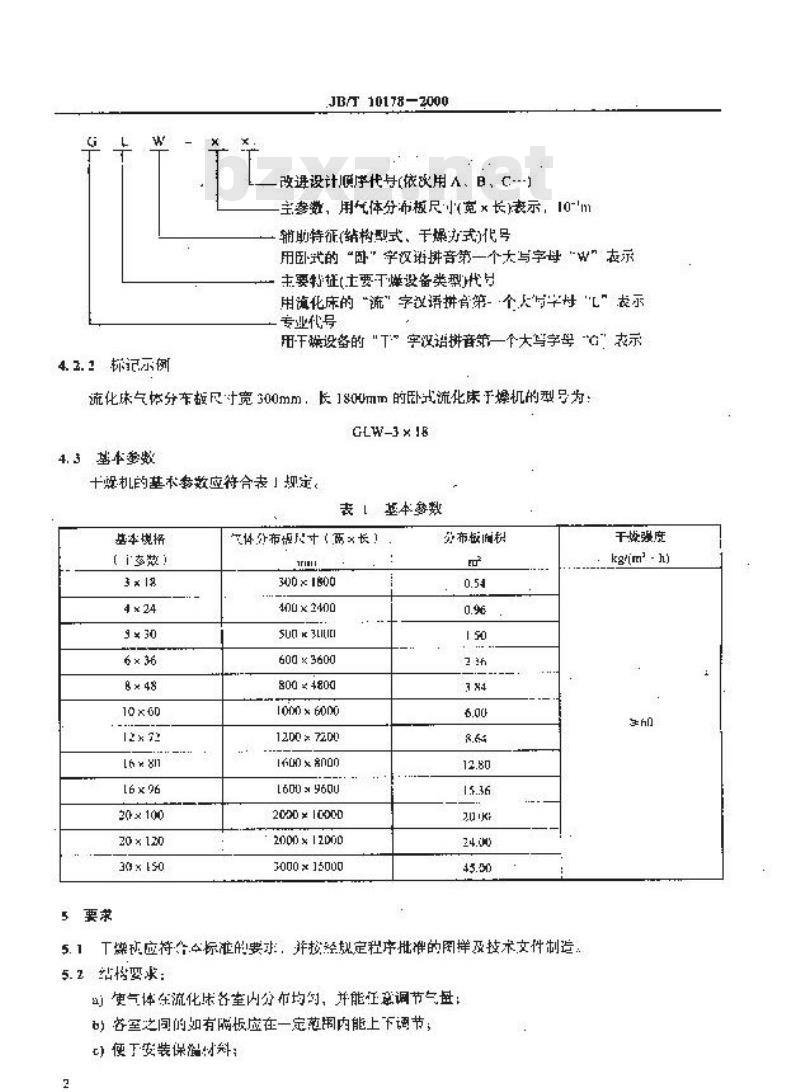 JB/T 10178-2000 卧式流化床干燥机