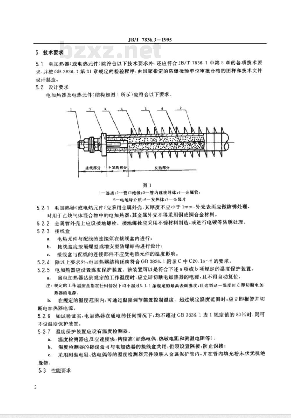 JB/T 7836.3-1995 电机用电加热器 防爆型翅片管电加热器