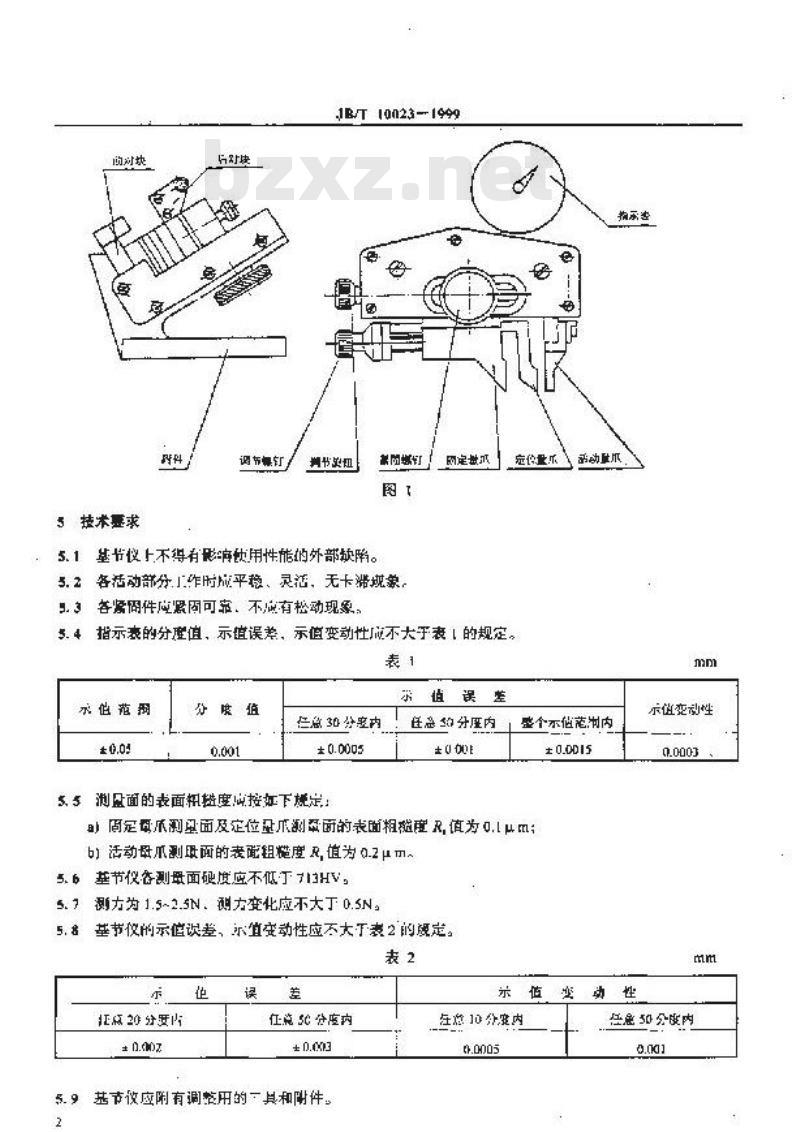 JB/T 10023-1999 便携式齿轮基节测量仪