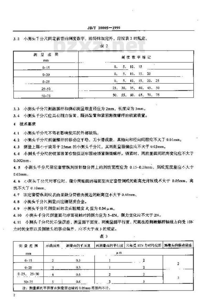 JB/T 10005-1999 小测头千分尺