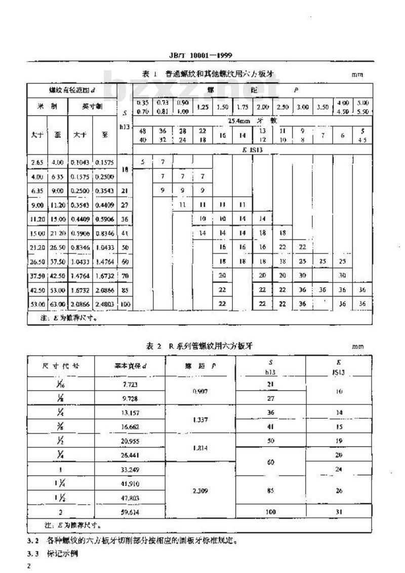 JB/T 10001-1999 六方板牙