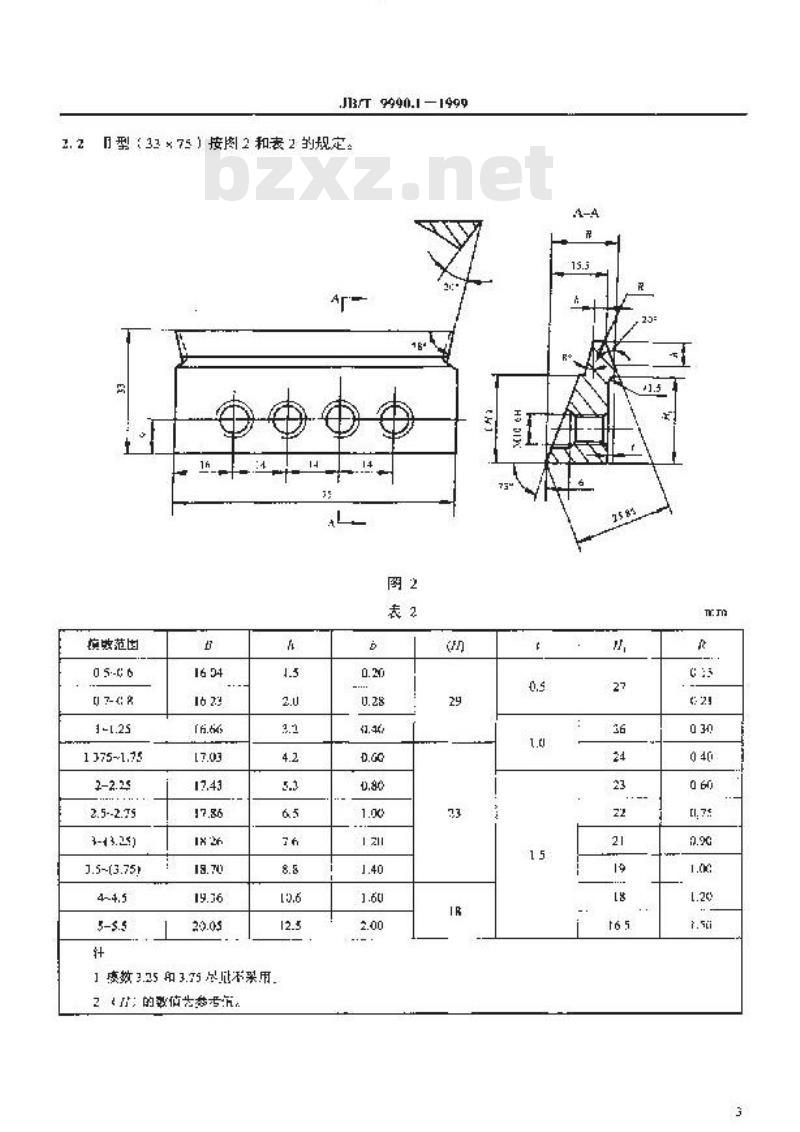 JB/T 9990.1-1999 直齿锥齿轮精刨刀 第 1 部分：基本型式和尺寸