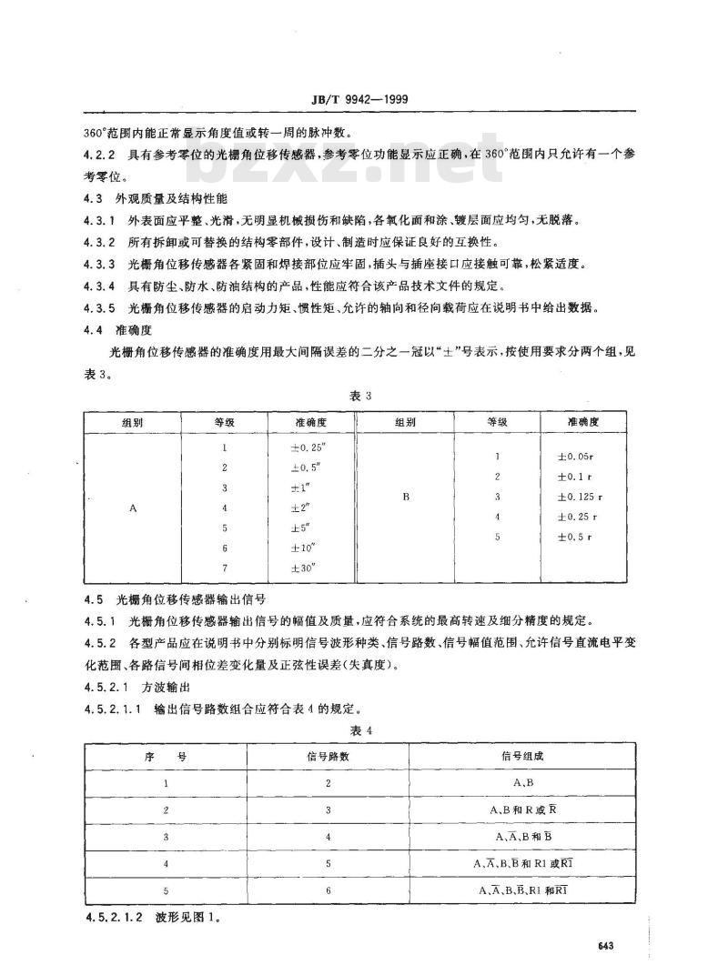 JB/T 9942-1999 光栅角位移传感器