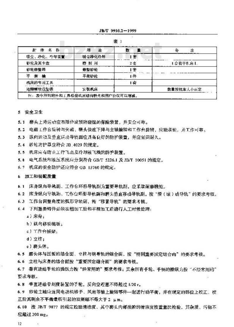 JB/T 9910.2-1999 高精度卧轴圆台平面磨床 技术条件