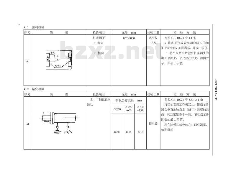 JB/T 2403.2-1996 辊锻机 精度