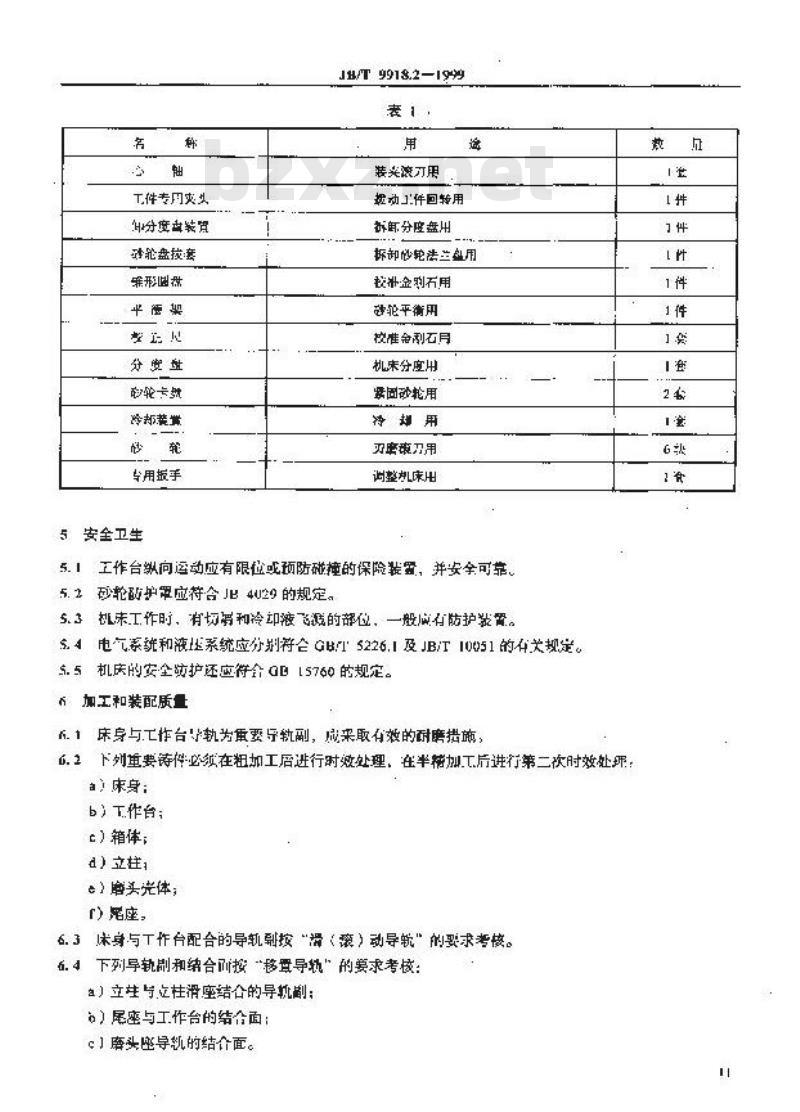 JB/T 9918.2-1999 高精度滚刀刃磨床 技术条件