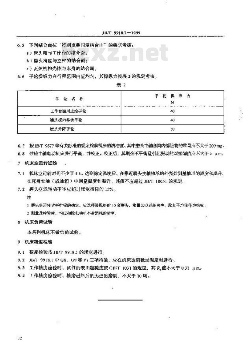 JB/T 9918.2-1999 高精度滚刀刃磨床 技术条件
