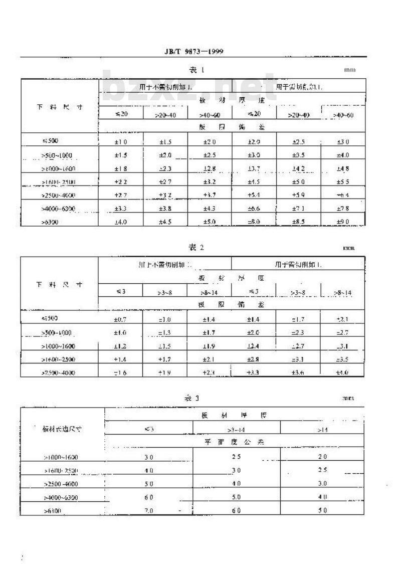 JB/T 9873-1999 金属切削机床 焊接件通用技术条件