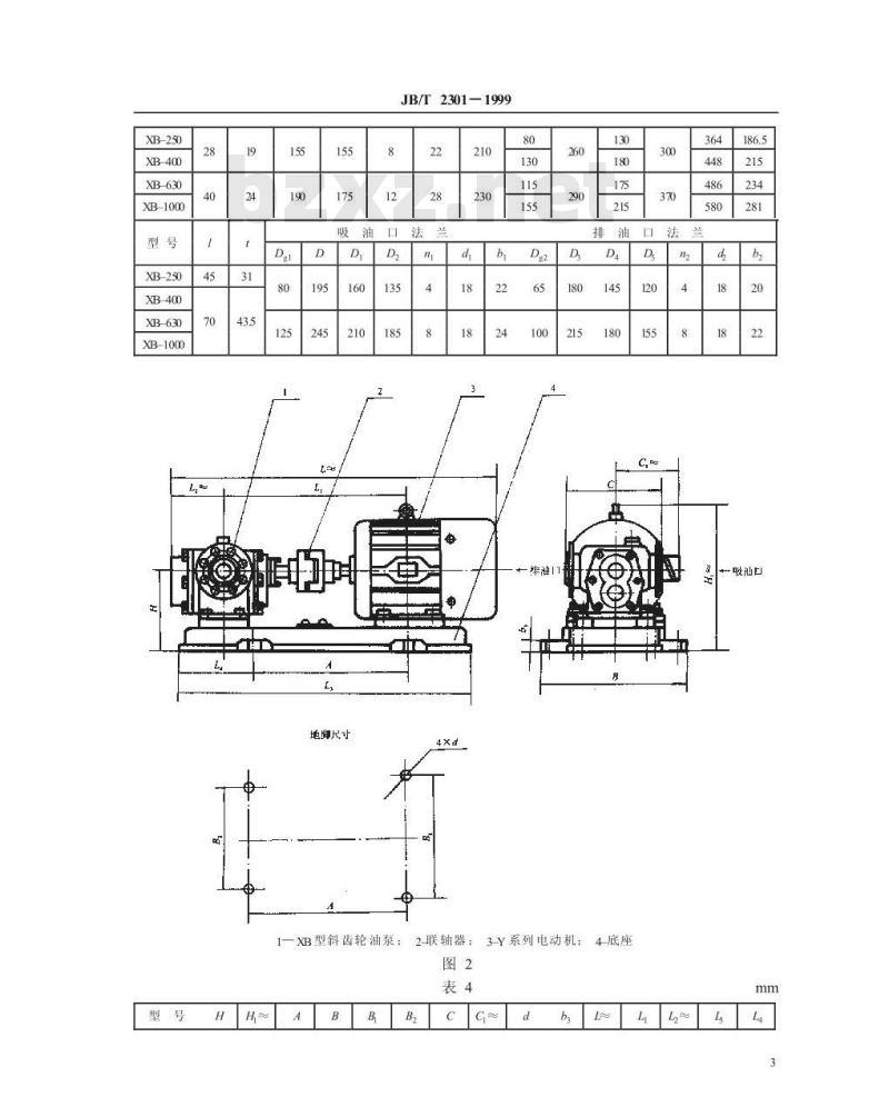 JB/T 2301-1999 润滑设备斜齿轮油泵与装置 型式、参数与尺寸