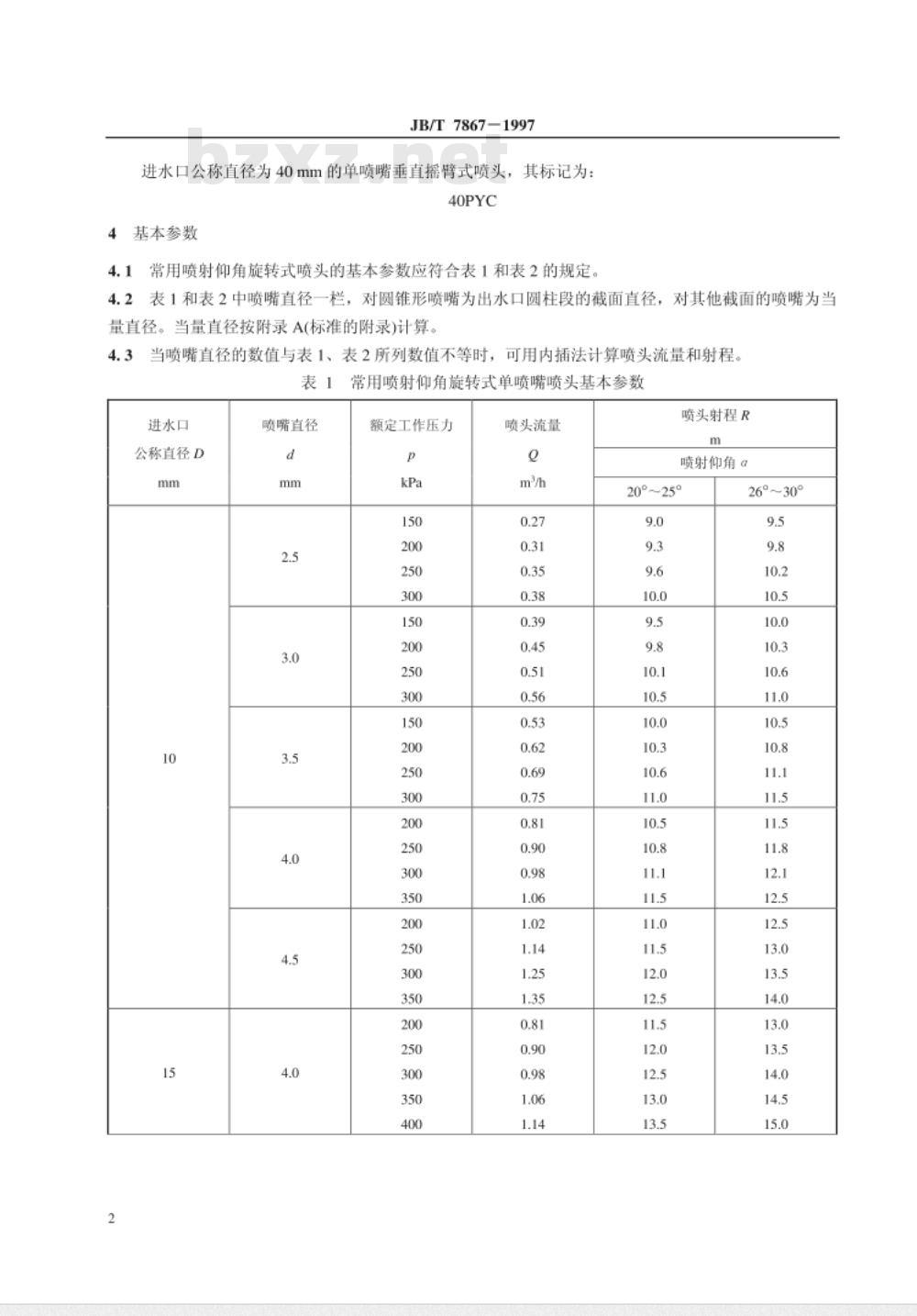 JB/T 7867-1997 旋转式喷头