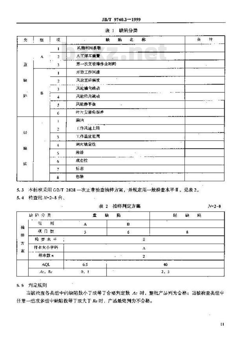 JB/T 9740.3-1999 低速风力机 技术条件