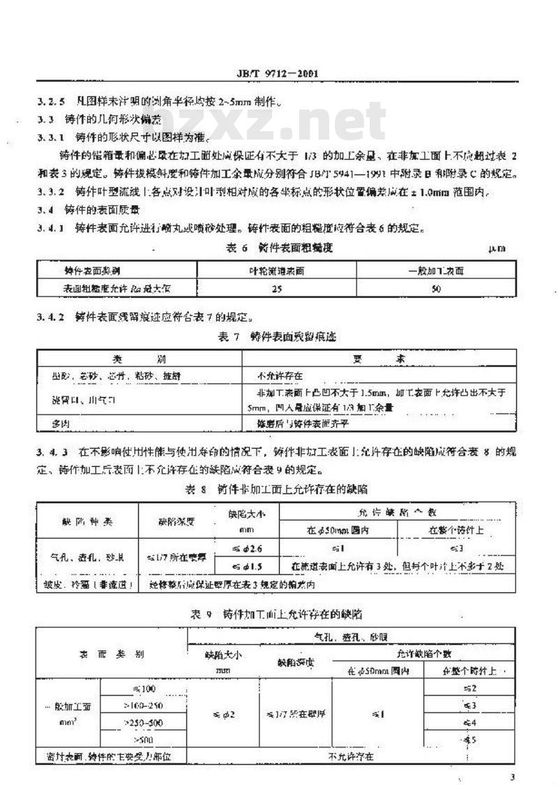 JB/T 9712-2001 液力变矩器叶轮铸造 技术条件