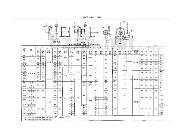 JB/T 9616-1999 Y系列(IP44)三相异步电动机 技术条件(机座号 80～315)